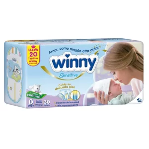 Pañal Winny Sensitive Etapa 0 X 30 Unidades + 20 Toallitas