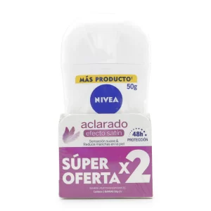 2 Desodorantes Nivea Aclarado Satin Barra X 50 Gr