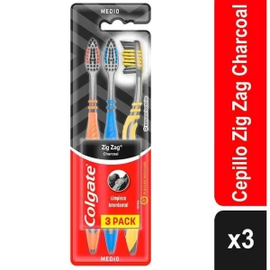 3 Cepillos Dental Colgate Zig Zag Charcoal